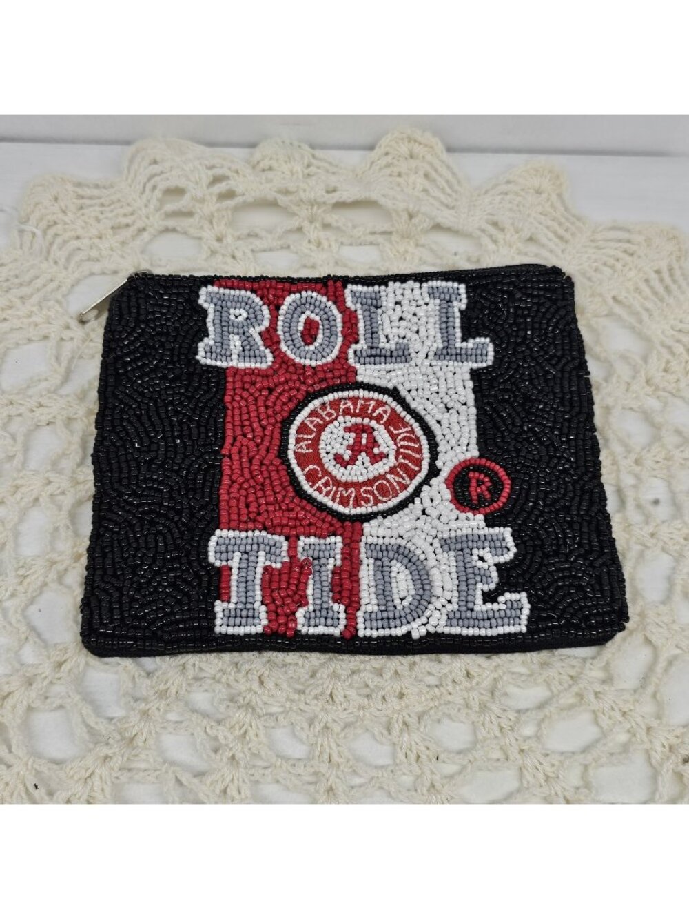 Roll Tide Alabama Crimson Tide Beaded Zip Coin Purse Game Day Accessories
